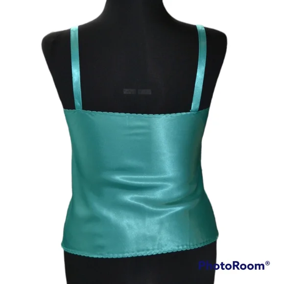 Vintage Satin Polyester Aqua Blue Camisole by Chic h.i.s. - Picture 2 of 8